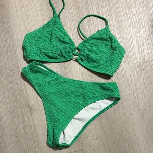 Textured Green Two-Piece Bikini